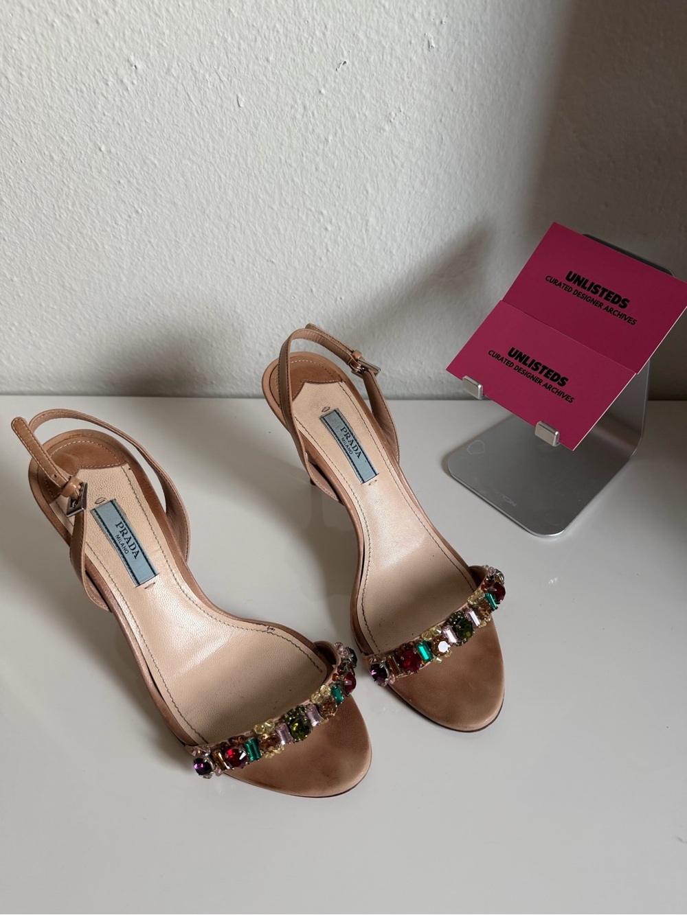 Vintage Prada Jeweled Satin Slingback Heels Size 36 - Picture 11 of 16